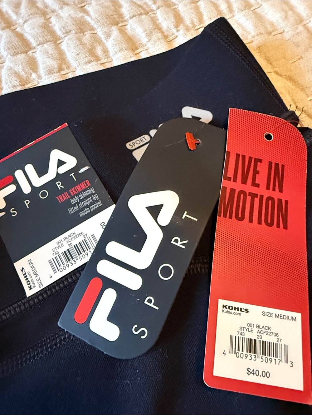 Fila Black Capri Leggings with Pocket - Picture 3 of 3